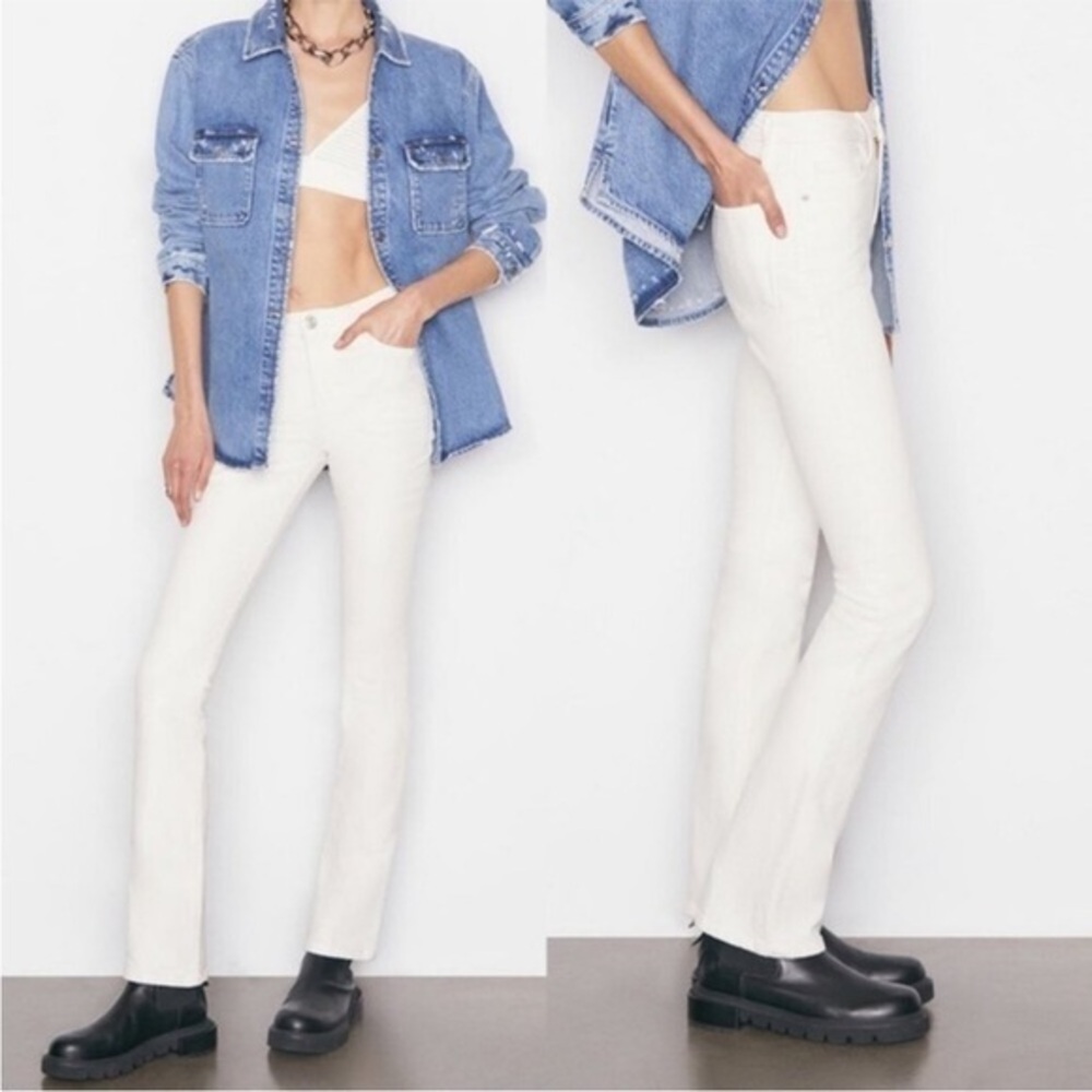 Frame Jeans Le Mini Boot in Au Natural Grind White